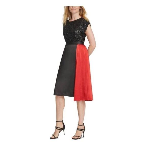 DKNY Womens Black Color Block Midi A-Line Skirt - Picture 6 of 6